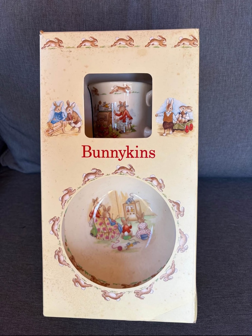 Royal Doulton Bunnykins 2 Piece Baby Set Bowl Mug NEW in Box Vintage Gift